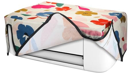 kwmobile Leinen Cover kompatibel mit HP DeskJet 3750/3755 Hülle - Tasche für Drucker - Staubschutzhülle Schutzhaube Schutzhülle - Pink Dunkelblau Creme