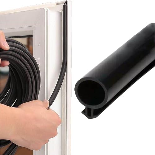 SQAQS 10m Tira de Sellado Junta Autoadhesiva para Ventanas, Junta de Puerta de Ventana de Aislamiento Frío y Acústico Tipo O, Adecuado para Grietas Internas de 5-7 mm, Junta de Puerta(Negro)