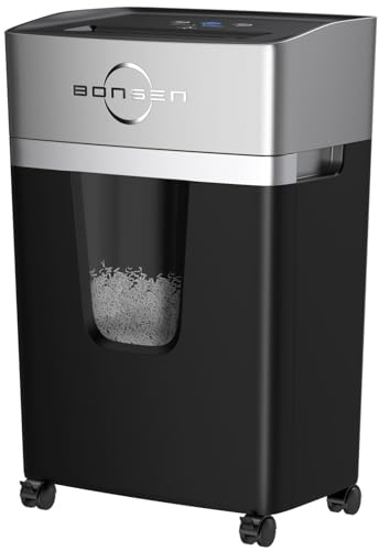 BONSEN 12 Sheets Micro-Cut Paper Shredder for Home or Office Use, Security Level P-4/55 dB Ultra Quiet/40 Minutes for Shredding Cards