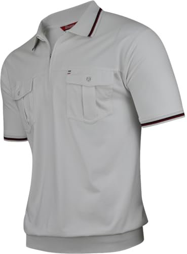 Soltice Herren Kurzarm Poloshirts, Polohemd, Gestreifte Blousonshirts mit Brusttasche Baumwoll-Mix (M bis 3XL) L, [M3] Weiss