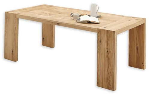 Stella Trading Anno Esstisch Massivholz Eiche - Zeitloser Esszimmertisch mit robustem Untergestell - 200 x 76 x 100 cm (B/H/T)