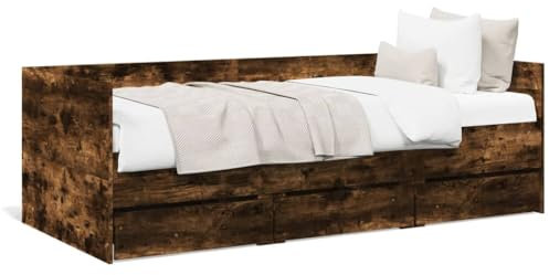 CIADAZ 3280822 Sonnenliege mit Schubladen, Holztechnik, geräucherte Eiche, 90 x 200 cm, Gartenliege, Outdoor-Sonnenliege, Gartenliege, Strandliege