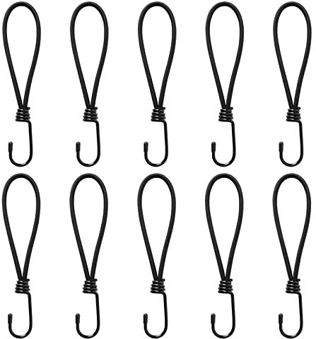 Bungee Cords With Hooks 7 Inch, 10 PCS Small Bungee Cords With Hooks, Heavy Duty Bungee Straps, Elastic Straps With Hooks for Tarpaulin, Luggage, Camping, Bikes, Banners