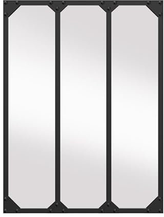 IDMarket – Espejo de cristal con 3 bandas vertical diseño industrial 60 x 80 cm