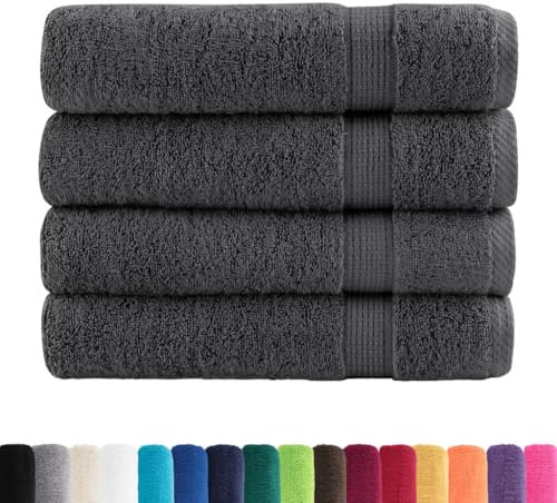 vidaXL Toallas de baño 4 uds 100% algodón Antracita 100x150 cm 600 gsm, Toalla, Juego de Toallas de baño, Toalla de Hotel, Toalla de Ducha