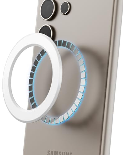 elago Magnetic Ring Sticker Compatible with MagSafe for iPhone & Galaxy | Compatible with MagSafe, Slim, Lightweight, Strong magnetism, PVC Material, Easy Installation (White)