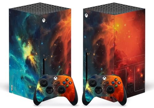 Geekria Skin Decal Compatibile con Microsoft Xbox Series X Console, Accessorio Protettivo X-Box Series X, Cover in Vinile Starfield Skin Decal con 2 Decalcomanie Controller Wireless
