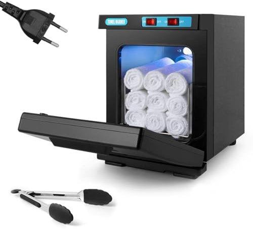 Stérilisateur à air chaud de 5 l, stérilisateur antivirus haute température 50-60 °C, chauffe-serviette, serviette Hot Cabinet avec lampe UV, fonction de chauffage à 360 °, stérilisation (noir)