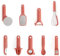 CREATE/Pack de 9 utensilios de cocina terracota/Pelador de fruta y verdura, cuchara para helado, batidor de mano, rallador, exprimidor, cortador de pizza, abridor, prensa para ajos