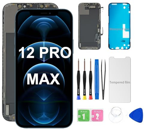 HQESTARX for iPhone 12 Pro Max Screen Replacement,LCD 6.7 inch,3D Touch LCD Display digitizer Touch Screen Assembly with Repair Tool+Screen Protector.(A2342 A2410 A2412 A2411)