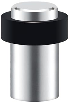 Door Stop Stainless Steel Floor Mounted Door Stopper Heavy Duty Cylindrical Door Stops with Rubber Ring Modern Commercial Door Holder Wall Protector Sound Dampening Doorstop for Skirtings 60mm Silver