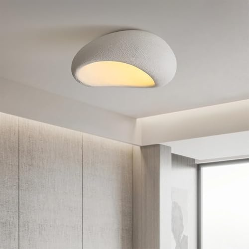 XinZe Moderne Einfache Deckenleuchte E27 Wabi-sabi Flush Mount Deckenlampe Lampenschirm Aus Polyethylen Japanischer Stil Heimdekoration Beleuchtung Für Schlafzimmer Wohnzimmer Kücheninsel(30CM)
