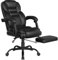 Yaheetech Executive Office Chair High Back Lumbar Support Managerial Chair with Retractable Footrest Linkage Armrest Upholstered Computer Chair for Home Office Black