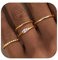 Milacolato 4 Stück Ringe Gold Damen 18K Vergoldete Ringe Gold Wasserfest Stapelbare Silber/Goldene Ringe Set Zirkon Vorsteckring Gold Schmal Statement Verlobungsring Fingerring Damen Gold Größe-57G