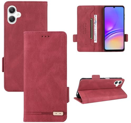 Jiajihua Hülle Kompatibel mit Sharp Aquos Sense8,Kompatibel mit Sharp Aquos Sense 8 Magnetische Schnalle Flip-Ständer PU-Leder Brieftasche Kartenschlitz Red