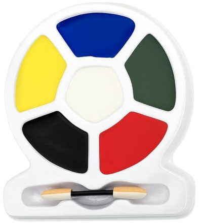 Face Paint Kit, 6 Blendable Colors – Blue, Dark Green, Red, Black, Yellow & White – Water & Oil Based, Easy to Apply & Remove, Halloween Cosplay Makeup for Parties (#01)