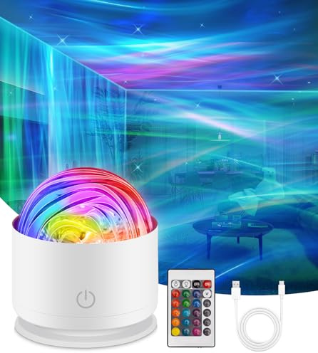 Northern Lights Aurora Projector Light, Rechargeable Galaxy Projector with Remote Control, 16 Colors &5 Brightness Sensory Lights, Night Light Projectors for Bedroom Ceiling/Party/Game Rooms