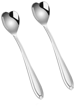 2er-Set Herzförmige Edelstahl-Löffel – Hochwertige Kaffeelöffel für Desserts, Eiscreme & Zucker, Perfekt für Cafés, Nachmittagstee oder Haushalt, Praktisch zum Rühren & Servieren
