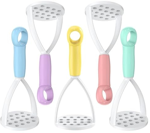 Healifty 5pcs Potato Masher Manual Potato Crusher for Baby Complementary Food Vegetable and Fruit Puree Reusable Plastic Kitchen Tool for Home Hotel and Restaurant