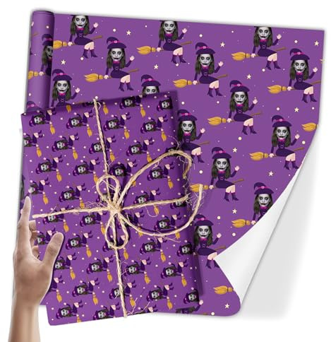 Papier cadeau personnalisé pour Halloween avec votre photo Rouleau de papier cadeau personnalisé avec motifs effrayants - Commande minimum de 2 rouleaux