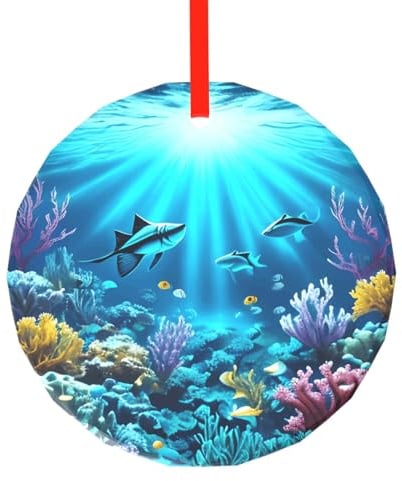 U-Boot Korallenstrahlen Gemustert Weihnachten Rund Glas Anhänger Weihnachtsbaum Dekoration Geburtstag Geschenk