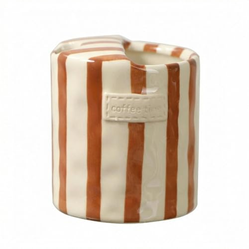 Comforso Retro Hand-Painted Novelty Ceramic Coffee Mug,10oz Travel Mug in Stripes for Home and Office,Microwave, Oven and Dishwasher Safe,The Great Present for Coffee Lovers (Brown)