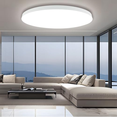 EACLL Deckenlampe LED Deckenleuchte Ø38CM 36W 4000K, 4000LM, IP44 Rund Neutralweiss, Modern Decke Lampe Schlicht Weiß, Nicht Dimmbar, für Schlafzimmer Flur Keller Balkon Bad Küche Kinderzimmer
