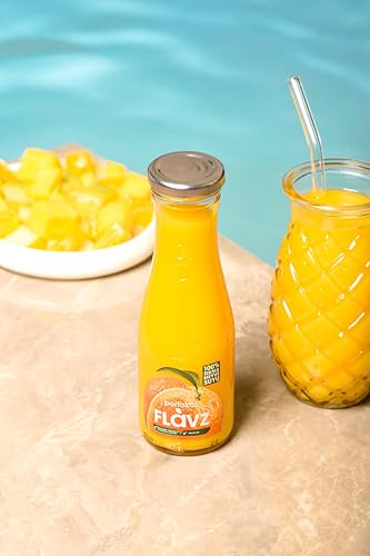Flavz 100% Natural Squeezed Orange Juice, Glass Bottle, No Additives or Preservatives, Made from Real Fruit (250 ml (Pack of 8))