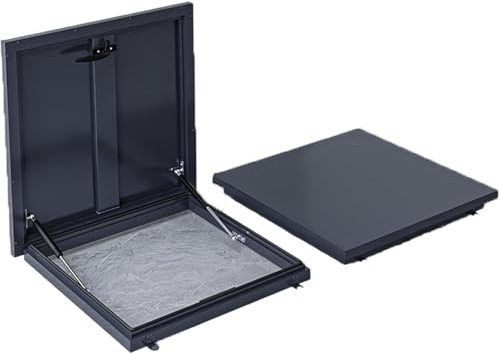 LJISEHG Grande trappe de toit galvanisée for puits de lumière, couvercle de trou d'homme en métal gris, couvercle de sortie de cave(Inner: 500 cm/Outer: 610 cm)