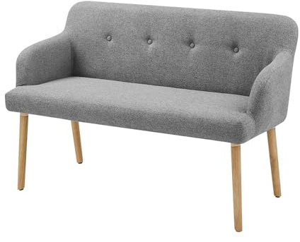 Riess Ambiente Nordische Sitzbank Scandinavia MEISTERSTÜCK - 115cm - grau Natur - Polsterbank aus Massivholz mit Armlehne