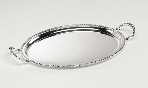 SWEET HOME Vassoio Ovale San Marco con Manici Stile San Marco Argentato Argento Sheffield cod.5033242 cm 42x32 by Varotto & Co.