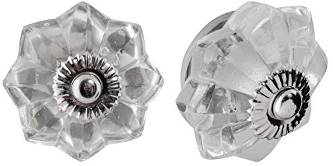 Nicola Spring Glass Cupboard Drawer Handle Knobs - Star Design - Pack of 12