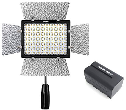 Yongnuo YN-160 III YN160 III Pro LED Video Light 5500K Color Temperature for Canon Nikon DSLR Camera DV and Camcorder with WINGONEER NP-F770 Battery and Battery Charger