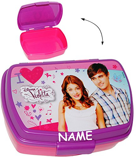 alles-meine.de GmbH Lunchbox/Brotdose - Violetta - incl. Name - Sandwich Box - Brotbüchse Küche Essen - für Mädchen Martina Stoessel - Channel Schauspielerin - Sängerin Mus..