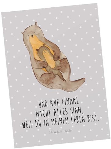 Mr. & Mrs. Panda Postkarte Otter Kind - Geschenk, Sohn, Fischotter, Seeotter, Otter Seeotter See Otter, Mama, Ansichtskarten, Ansichtskarte,