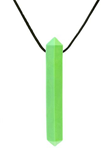 ARK® Kauhalskette in verschiedenen Stärken mit einstellbarer Abreißleine - Sensory Halskette, Beißblock, Kauen, Zahnen, Autismus Crystal glatt fest grün