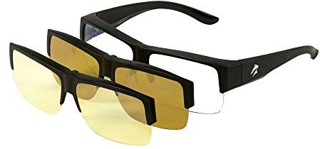 Eagle Eyes 3in1 SuperSight Magnetsystem Brille - Computer Base Linse mit magnetischer, polarisierter Sonnenbrille, Nachtfahr-Clip - blockiert blaues Licht/UV-Strahlen