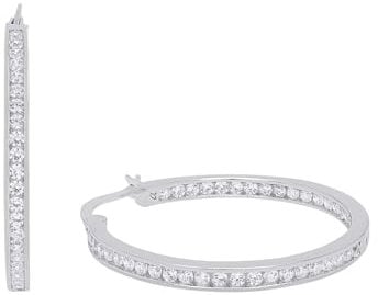s.Oliver Creolen 925 Sterling Silber Damen Ohrschmuck, mit Zirkonia synth., 3,3 cm, Silber, Kommt in Schmuck Geschenk Box, 2026067