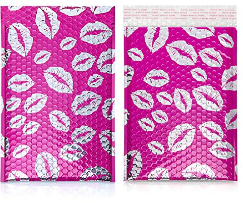 Yomuse 25pcs Padded Envelopes, 180mm x 260mm (7.1x10.2 Inch) Kiss Poly Bubble Mailers Self Seal, Waterproof Postal Bags for Mailing/Packaging (Hot Pink)