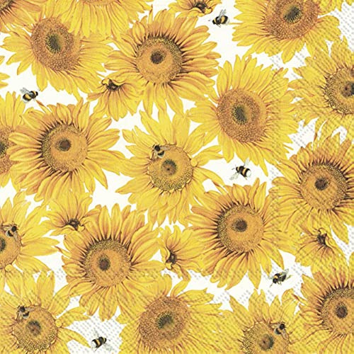 IHR L863300 IHR Lunchpaket, 3-lagig, 20 Stück Papierservietten, Papier, sonnenblume