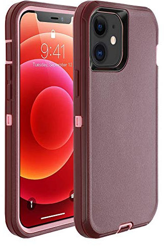 smartelf Case Compatible with iPhone 12/12 Pro (2020) 6.1 inch, Heavy Duty Shockproof Drop Protecton Phone Cases, Hybrid Dual Layer Duable Protective Cover Hard Shell -Purple/Pink