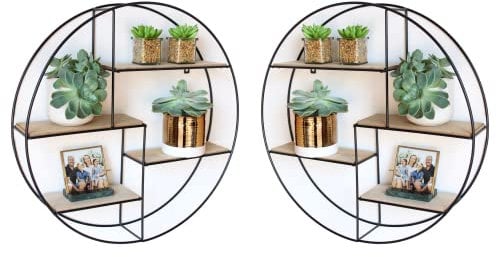 INTIMO COLLECTION 2er Pack Schwarzes Industrial Wandregal aus Holz und Metall - Edles, rundes Regal für die Wand für Bücher, Deko, Küche und Badezimmer - 55 x 11 cm Hängeregal - Schweberegal