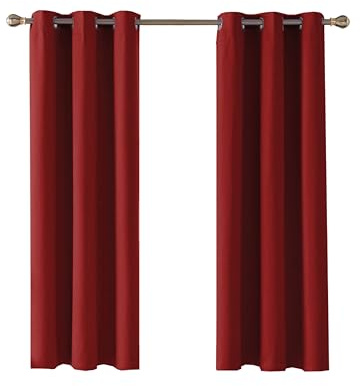 Ruby Deals Blackout Curtains Thermal Red Curtains 66x 90 2 Panels | Thermal Blackout Curtains for Living Room Energy saving Heat Blocking Curtains & Drapes For Window Kitchen Home Decor