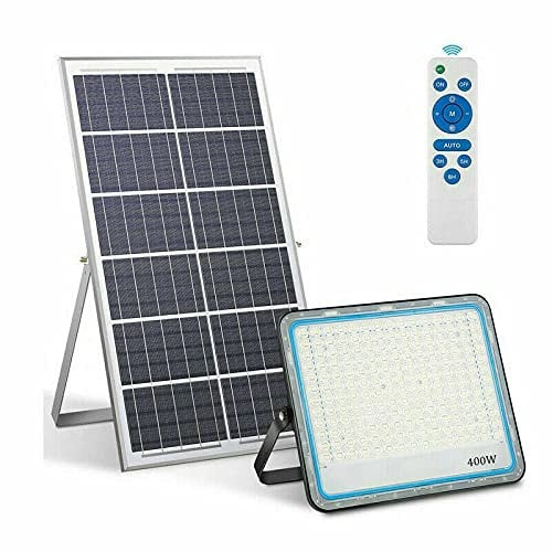 FARO FARETTO LED da Esterno 400w 6000k Bianco IP67 IMPERMEABILE PANNELLO SOLARE CON TELECOMANDO