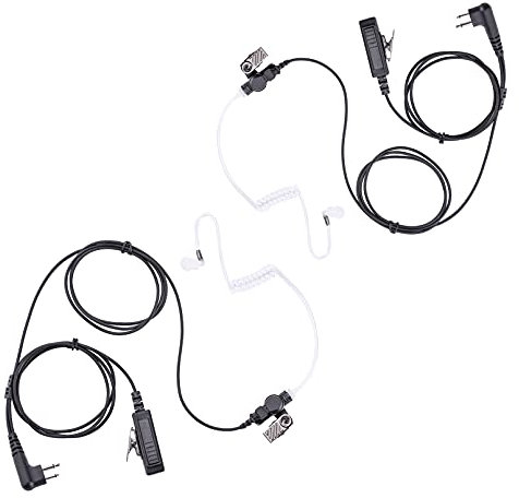 POFENAL DTR650 RDM2070D 2-Wire Surveillance Earpiece Compatible with Motorola Radio CLS1410 CLS1110 CP200 GP300 GP2000 with Big PTT Mic Transparent Air Acoustic Tube 2 Pin Headset (2 Pack)