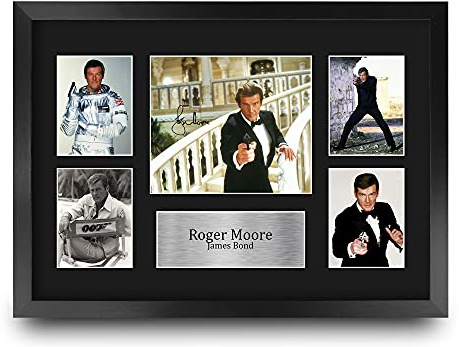 HWC Trading FR A3 Roger Moore James Bond Geschenke Gedruckt, Signiert Autogramm Bild Für Film-Erinnerungsstücke-Fans - A3 Framed