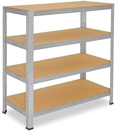 shelfplaza® 90x120x30cm HOME Schwerlastregal verzinkt/Metallregal mit 4 Böden/Kellerregal Metall, Garagenregal, Werkstattregal oder Regal Lagerregal/Steckregal Metall mit 175kg Tragkraft