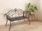 HLC Retro-Gartenbank aus Metall, 2-Sitzer mit gebogenem Design, Rückenlehne und Armlehne, Möbel, Outdoor-Freizeitbank für Garten, Terrasse, Park, Veranda und Hof, einfache Montage, max. 250 kg