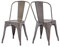 Duhome Metallstuhl Bistrostuhl 2er Set aus Eisen Esszimmerstuhl mit Rückenlehne, Stapelbare Küchenstühle Industriedesign, Matt/Metallic Braun