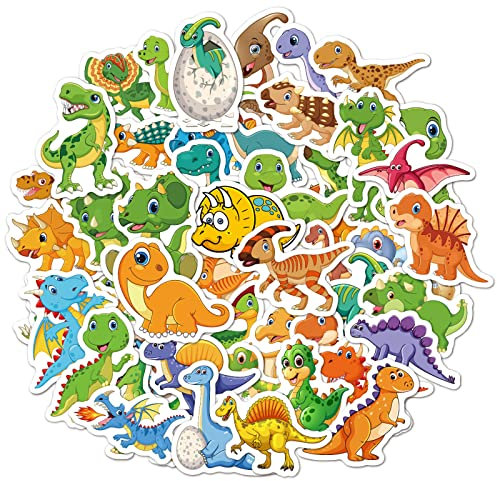 50 Stück Dino Aufkleber für Kinder - Vinyl Stickers für Wasserflaschen, Fahrrad, Roller Helm & Notebook